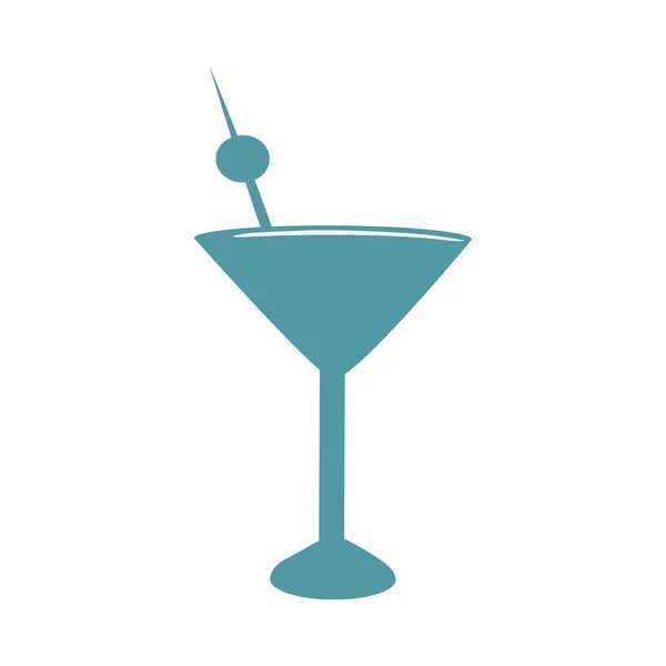Martini Glass Olive Skewer Semi Flat Color Vector Object Cocktail — Stockový vektor
