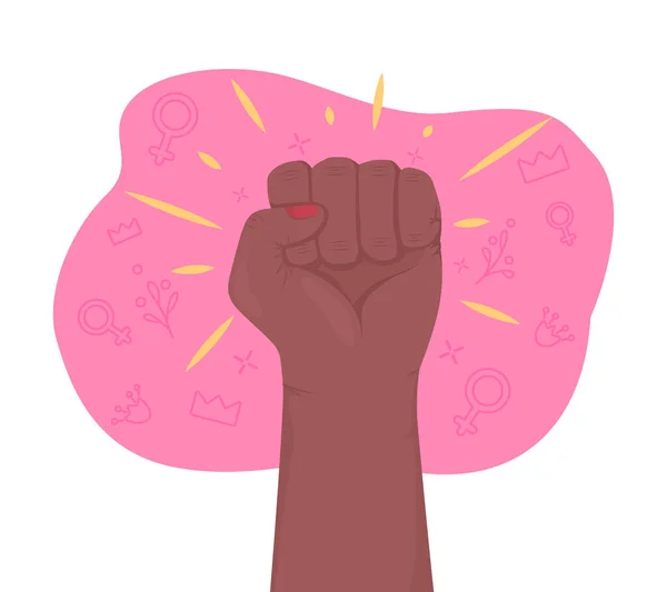 Feminist Movement Vector Isolated Illustration Raised Fist Flat Hand Gesture - Stok Vektor