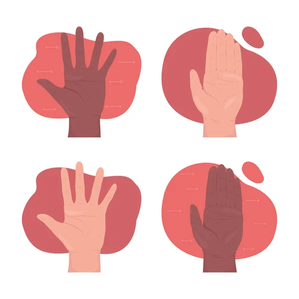 Palms Vector Isolated Illustration Set Stop Flat Hand Gestures Cartoon — Image vectorielle