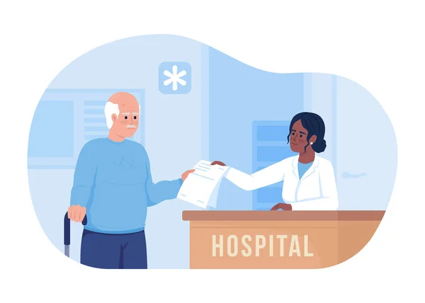 Ανώτερος Άνθρωπος Επισκέπτεται Νοσοκομείο Διάνυσμα Απομονωμένη Εικόνα Υπηρεσία Υγειονομικής Περίθαλψης — Διανυσματικό Αρχείο