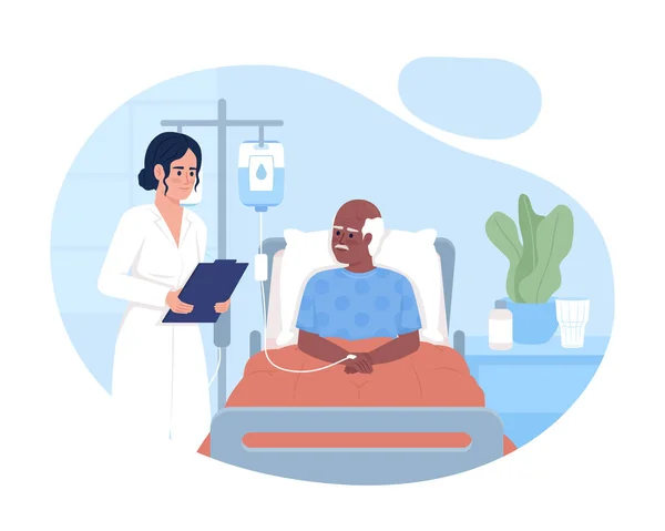 Doctor Visiting Senior Patient Ward Vector Isolated Illustration Medicine Treatment — ストックベクタ