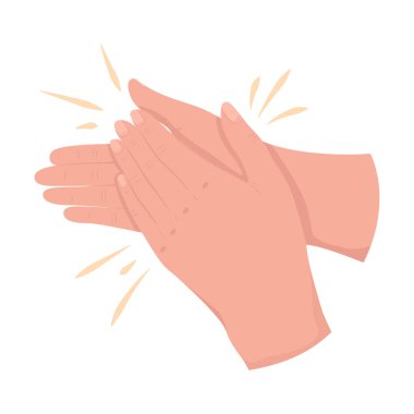 Applauding semi flat color vector hand gesture. Editable pose. Human body part on white. Expressing contentment cartoon style illustration for web graphic design, animation, sticker pack