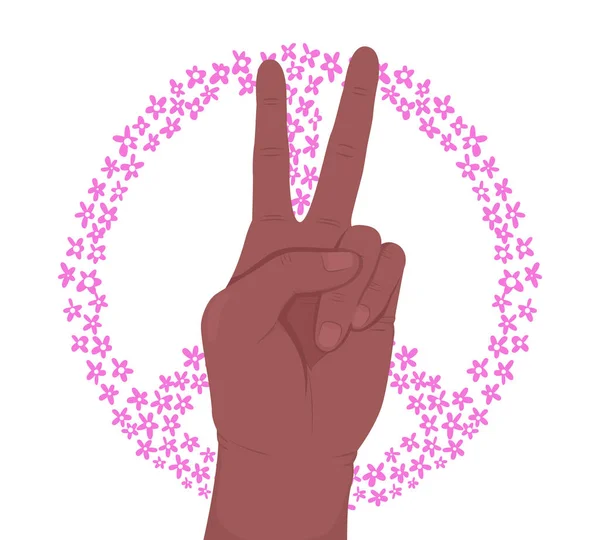 Peace Semi Flat Color Vector Hand Gesture Editable Pose Human — Vector de stock