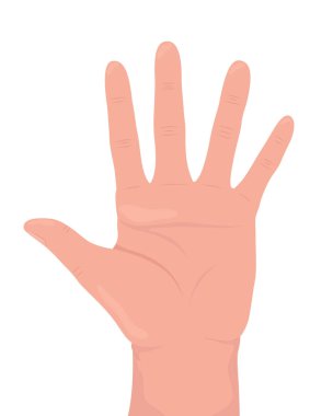 Palm with spread fingers semi flat color vector hand gesture. Editable pose. Human body part on white. Stop and restriction cartoon style illustration for web graphic design, animation, sticker pack