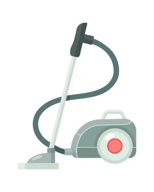 Vacuum cleaner semi flat color vector object. Domestic appliance. Editable element. Full sized item on white. Chores simple cartoon style illustration for web graphic design and animation