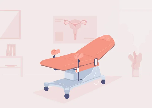 Gynecologist Office Flat Color Vector Illustration Examination Chair Women Female — 图库矢量图片