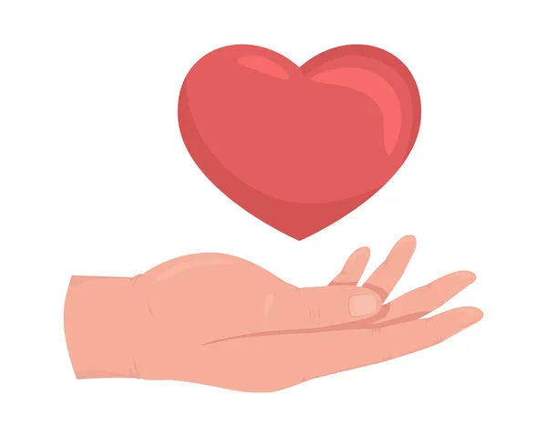 Love Support Semi Flat Color Vector Hand Gesture Editable Pose — 图库矢量图片