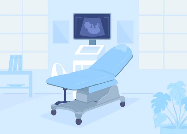 Ultrasound Machine Pregnancy Flat Color Vector Illustration Fetal Growth Assessment — 图库矢量图片