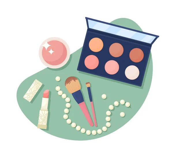 Decorative Cosmetic Products Vector Isolated Illustration Makeup Accessories Flat Objects — Stock Vector