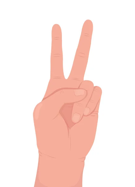 Victory Symbol Semi Flat Color Vector Hand Gesture Editable Pose — Archivo Imágenes Vectoriales