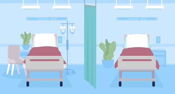 Modern Cleaning Emergency Department Flat Color Vector Illustration Empty Beds — 图库矢量图片
