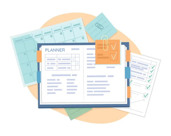 Work Planner Vector Isolated Illustration Task Management Flat Object Cartoon —  Vetores de Stock
