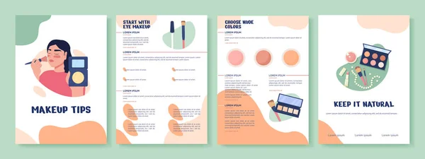 Makeup Tips Flat Vector Brochure Template Visage Booklet Leaflet Printable — Stockvector