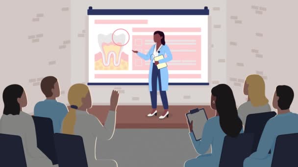 Animated Dental School Illustration Teaching Future Dentists Medical Presentation Training — Stock video