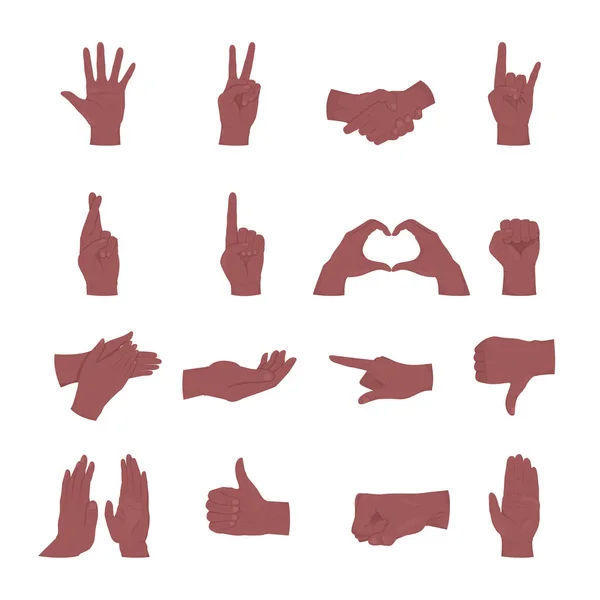 Body Language Semi Flat Color Vector Hand Gestures Set Editable — ストックベクタ