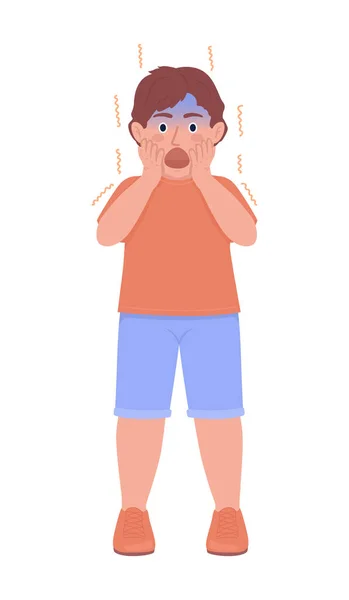 Little Boy Screaming Fear Semi Flat Color Vector Character Editable — Vector de stock