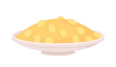 Yarı düz renk vektör nesnesinde zerdeçal. Diwali rangoli malzemesi. Düzenlenebilir öge. Tam boy beyaz. Web grafik tasarımı ve animasyonu için Haldi basit çizgi film stili çizimi