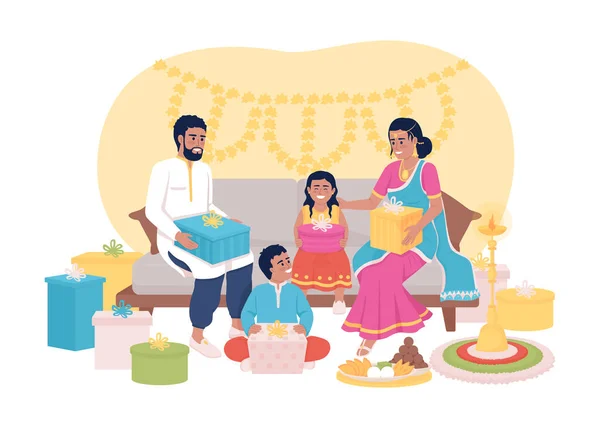 Tauschen Sie Geschenke Tradition Auf Diwali Vektor Isolierte Illustration Feiern — Stockvektor