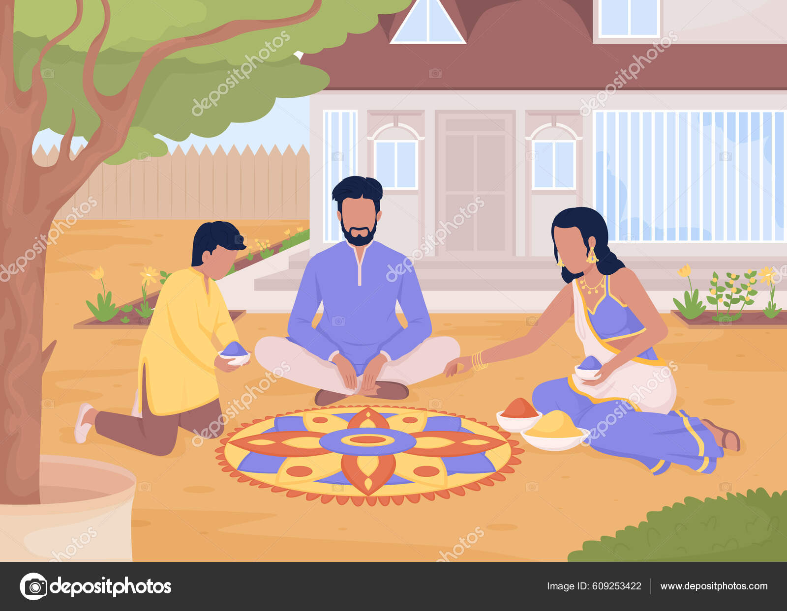 Creating Flower Rangoli Family Flat Color Vector Illustration Traditional Indian Stock Vector Image by ©ntlstudio #609253422 Creating Flower Rangoli Family Flat Color Vector Illustration Traditional Indian Stock Vector Image by ©ntlstudio #609253422