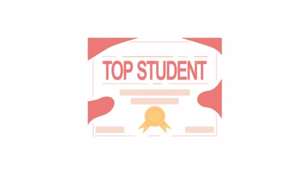 Animovaný Nejlepší Studentský Diplom Full Size Plochý Prvek Video Záběry — Stock video