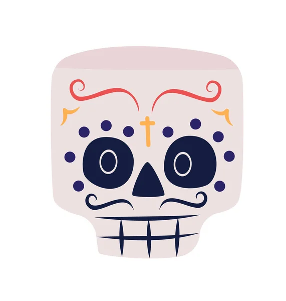 Sugar Skull Festival Semi Flat Color Vector Character Face Editable — Stock Vector