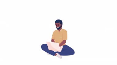 Uzaktan kumandalı animasyon karakter. Tam vücut düz insan 4K video görüntüsü alfa kanallı. Bağımsız müteahhit. Hareket grafik tasarımı ve animasyonu için renkli çizgi film stili çizimi