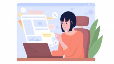 Animasyon izole grafik tasarımcısı. Serbest çalışan bir illüstratör. Alfa kanallı 4K video görüntüleriyle donatılmış düz 2D karakter. Yaratıcı yönetmen. Cep telefonu, web sitesi ve sosyal medya için renkli animasyon