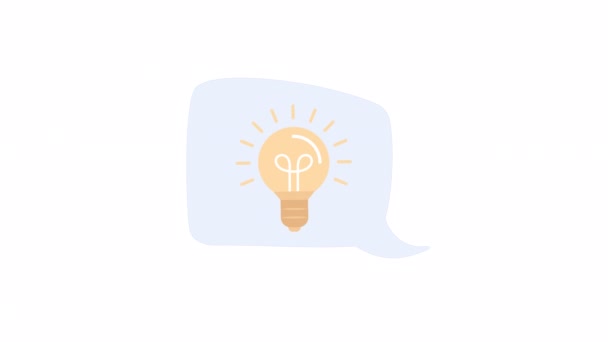 Animated Isolated Bubble Bulb Brainstorming Session Looped Flat Object Video — Stock Video