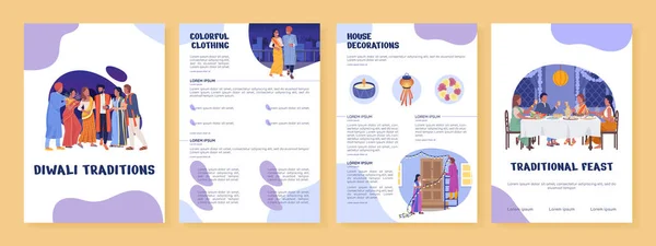 Diwali Tradities Platte Vector Brochure Template Vakantieboekje Folder Drukbare Platte — Stockvector