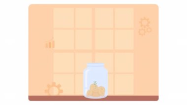 Animasyon sermaye büyümesi. Bağış topluyorum. Alfa kanallı 4k 'lık düz nesne video görüntüleri. Finansal amaç. Para yetiştir. Cep telefonu, web sitesi ve sosyal medya için renkli animasyonlar