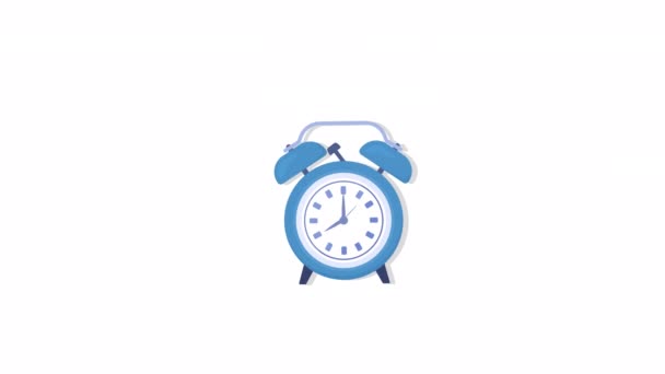 Objeto Despertador Animado Reloj Campana Gemela Tradicional Vídeo Plano Tamaño — Vídeo de stock