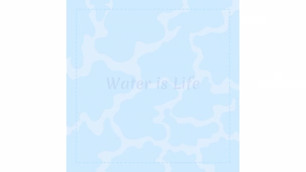 Agua Animada Vida Tarjeta Campaña Agua Dulce Limpia Looped Plano — Vídeo de stock