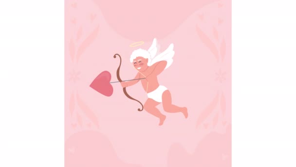 Animated Isolated Arrow Love Shooting Cute Cupid Bow Valentine Day — Stock Video