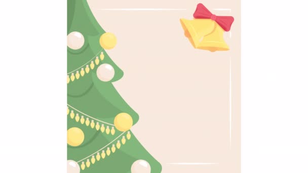 アニメ化された幸せな新年のEカード クリスマスの季節を祝う アルファチャンネル付きのフラットカラフルなHdビデオ映像をループ化しました ソーシャルメディアのポストアニメーションデザイン ウェブバナー カード Niconne Neuchaフォント — ストック動画