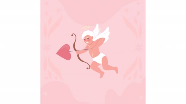 Animado Feliz Día San Valentín Tarjeta Expresar Amor Looped Plano — Vídeo de stock
