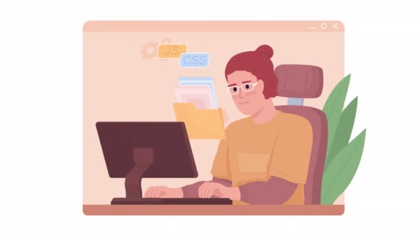 アニメーション分離学習Css プログラミングコース アルファチャンネル付きのフラット2D文字Hdビデオ映像をループ化しました ウェブサイト ソーシャルメディアのための透明背景上のカラフルなアニメーション — ストック動画