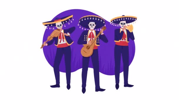 Trio Musical Isolado Animado Looped Flat Characters Imagens Vídeo Com — Vídeo de Stock