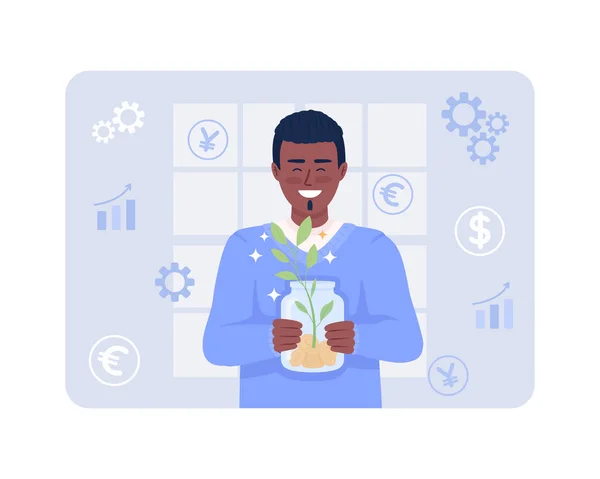 High Paying Job Vector Isolated Illustration Financial Growth Happy Man — Stock Vector