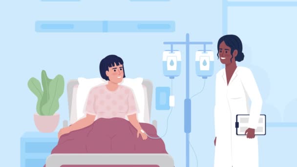Animierte Visite Patient Illustration Arzt Gibt Medizinische Befunde Allgemeines Screening — Stockvideo