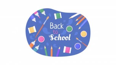 Animasyon okul afişine geri döndü. 2D döngülü HD video görüntülerini alfa kanalı ile izole etti. Education düz çizgi film animasyonu ve saydam arkaplan metni. Neucha, Oleo Script Büyük harf yazı tipleri