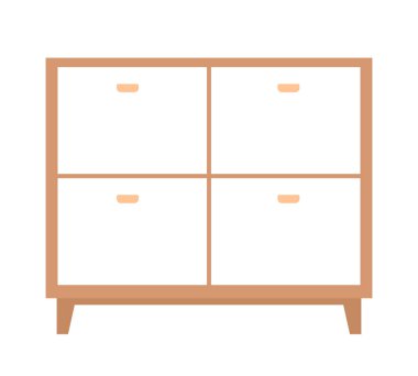Çekmecelerin göğüs kısmı yarı düz renk vektör nesnesi. Ofis dolabı. Düzenlenebilir öge. Tam boy beyaz. Web grafik tasarımı ve animasyonu için basit mobilya çizimi