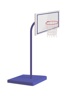 Basketbol kalkanı yarı düz renk vektör nesnesi. Top oyunu ekipmanları. Düzenlenebilir öge. Tam boy beyaz. Web grafik tasarımı ve animasyonu için basit spor çizgi film stili çizimi