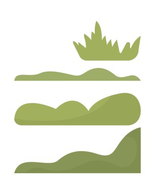 Çimenler yarı düz renk vektör nesnelerini şekillendirir. Çiçek süsü. Düzenlenebilir elementler Beyaz üzerine tam boy eşyalar. Basit çizgi film stili çizimleri web grafik tasarımı ve canlandırması için paketlenir