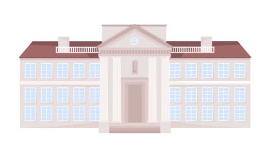 Yarı düz renk vektör nesneli kamu binası. Klasik mimari. Düzenlenebilir öge. Tam boy beyaz. Web grafik tasarımı ve animasyonu için basit çizgi film stili çizimi