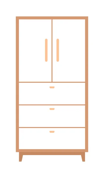 Armoire Bureau Semi Plat Couleur Vecteur Objet Détail Intérieur Élément — Image vectorielle