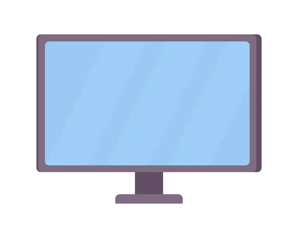 Monitor Semi Plana Vector Color Objeto Pantalla Blanco Del Ordenador — Vector de stock