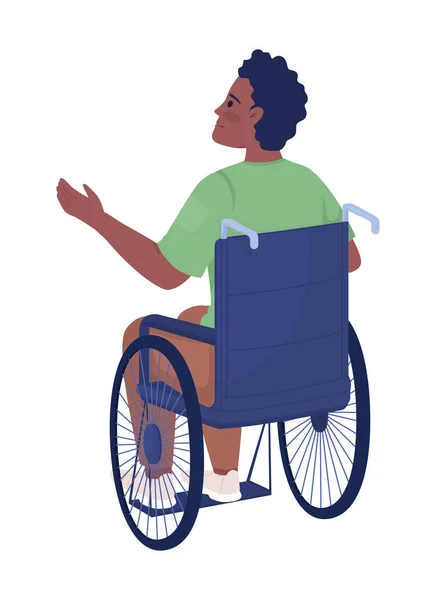 Man Wheelchair Semi Flat Color Vector Character Patient Disability Editable — Stock Vector