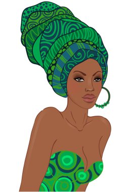 African woman with earring clipart