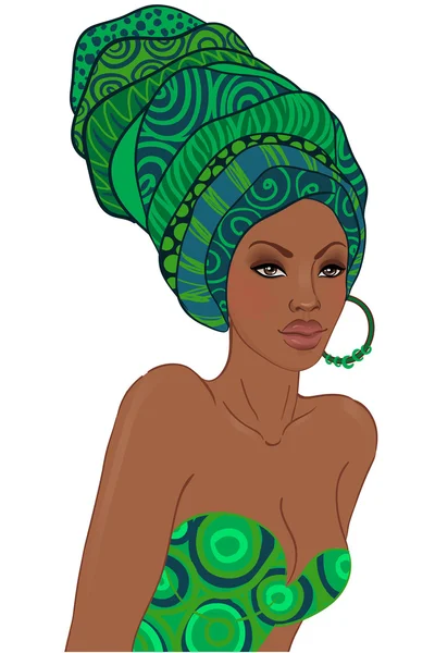 Femme africaine avec boucle d'oreille — Image vectorielle