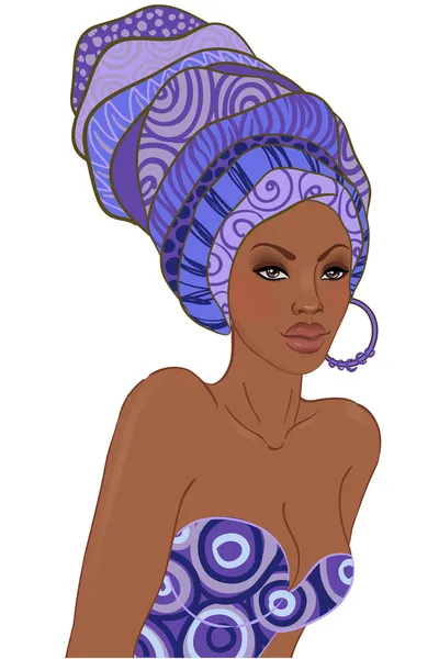 Mujer Africana con pendiente — Vector de stock